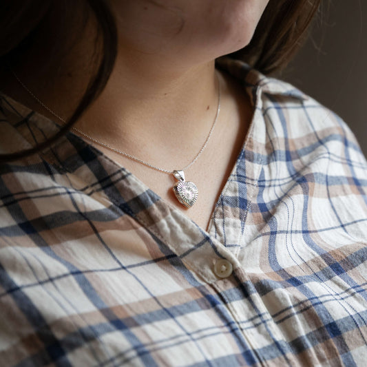 Heart shaped photo locket in sterling silver