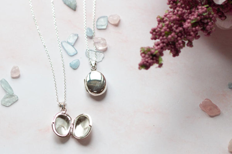 childrens lockets arranged with pink and blue