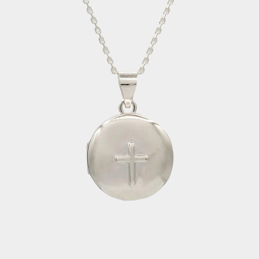 Silver Photo Locket Necklace with cross | Faith