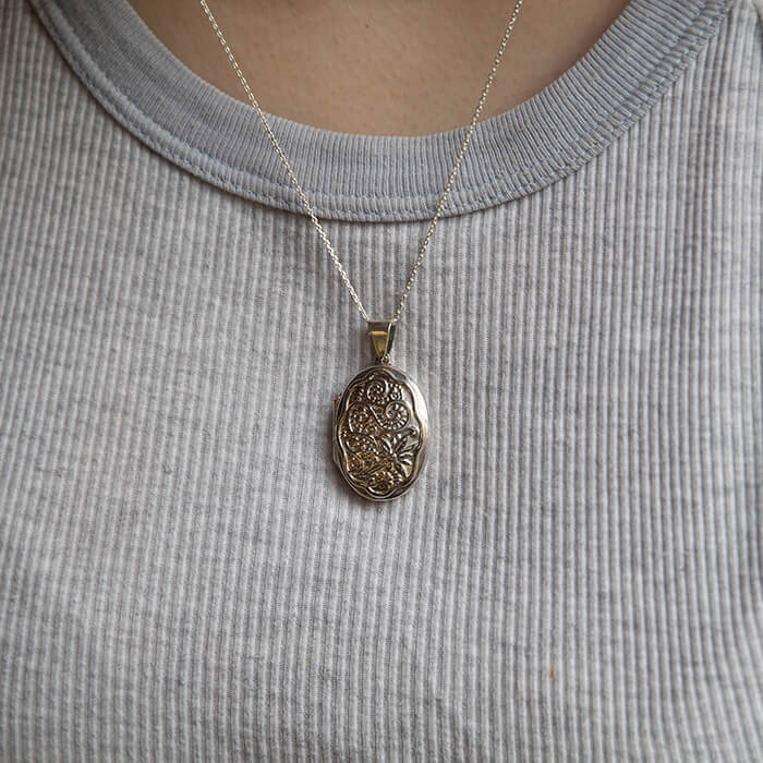 Large Oval  Sterling Silver Locket | Madeline