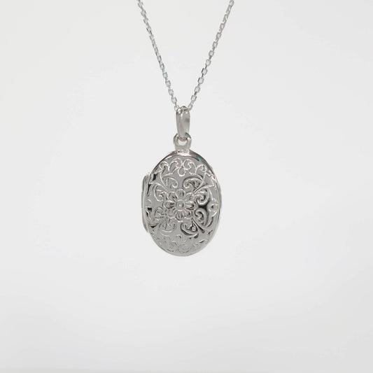 Oval Sterling Silver Locket Necklace | Violet