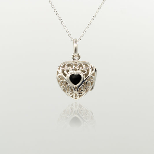 Locket Necklace with Black Stone | Olivia